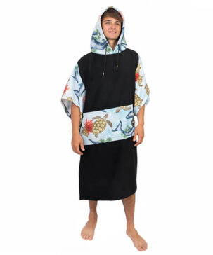 Poncho de toalla microfibra Black Oceánico